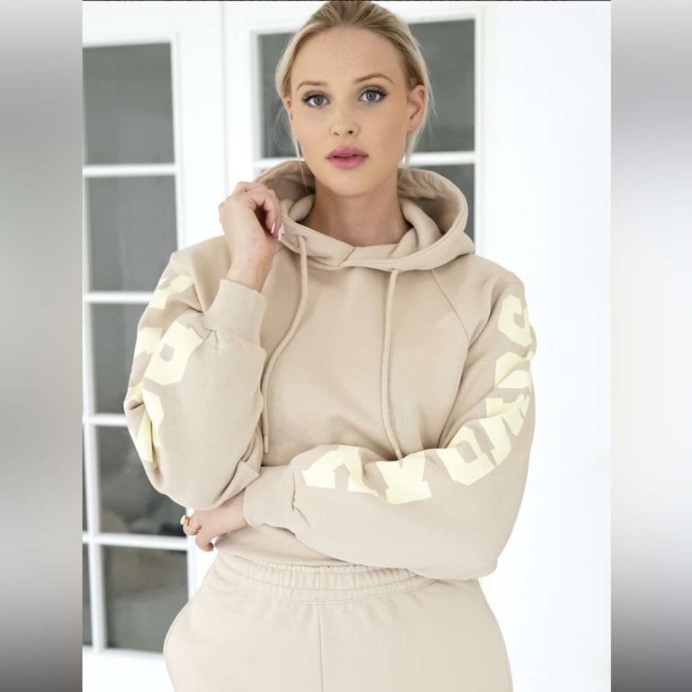 ROTATE BIRGER CHRISTENSEN Viola Crop Hoodie in Organic Cotton Humus Ladies Small